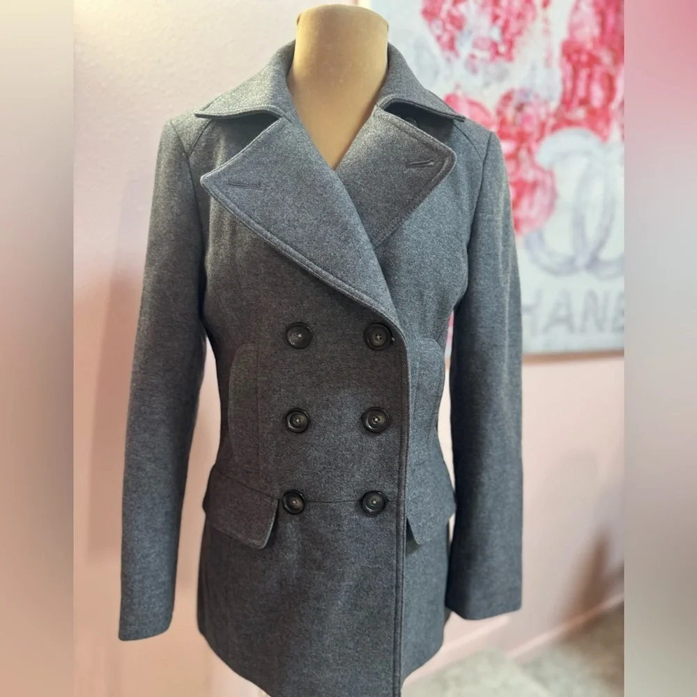 Banana Republic Women's Charcoal Gray Double-Breasted Peacoat